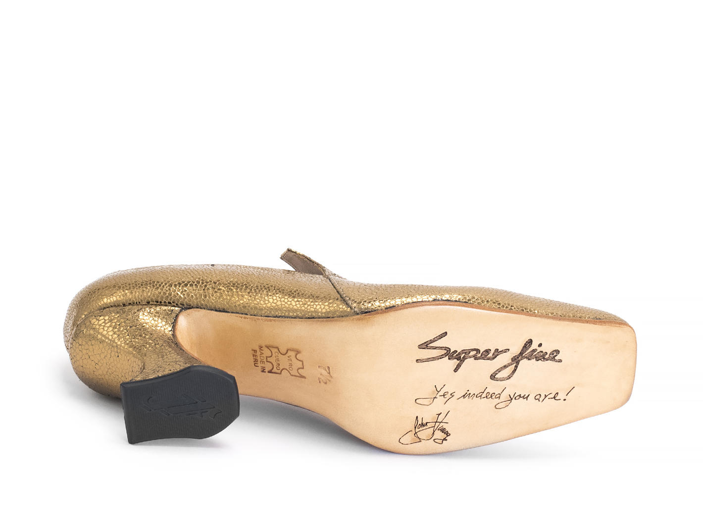 Cardinal Gold Square-Toe Loafer Heels: Sole