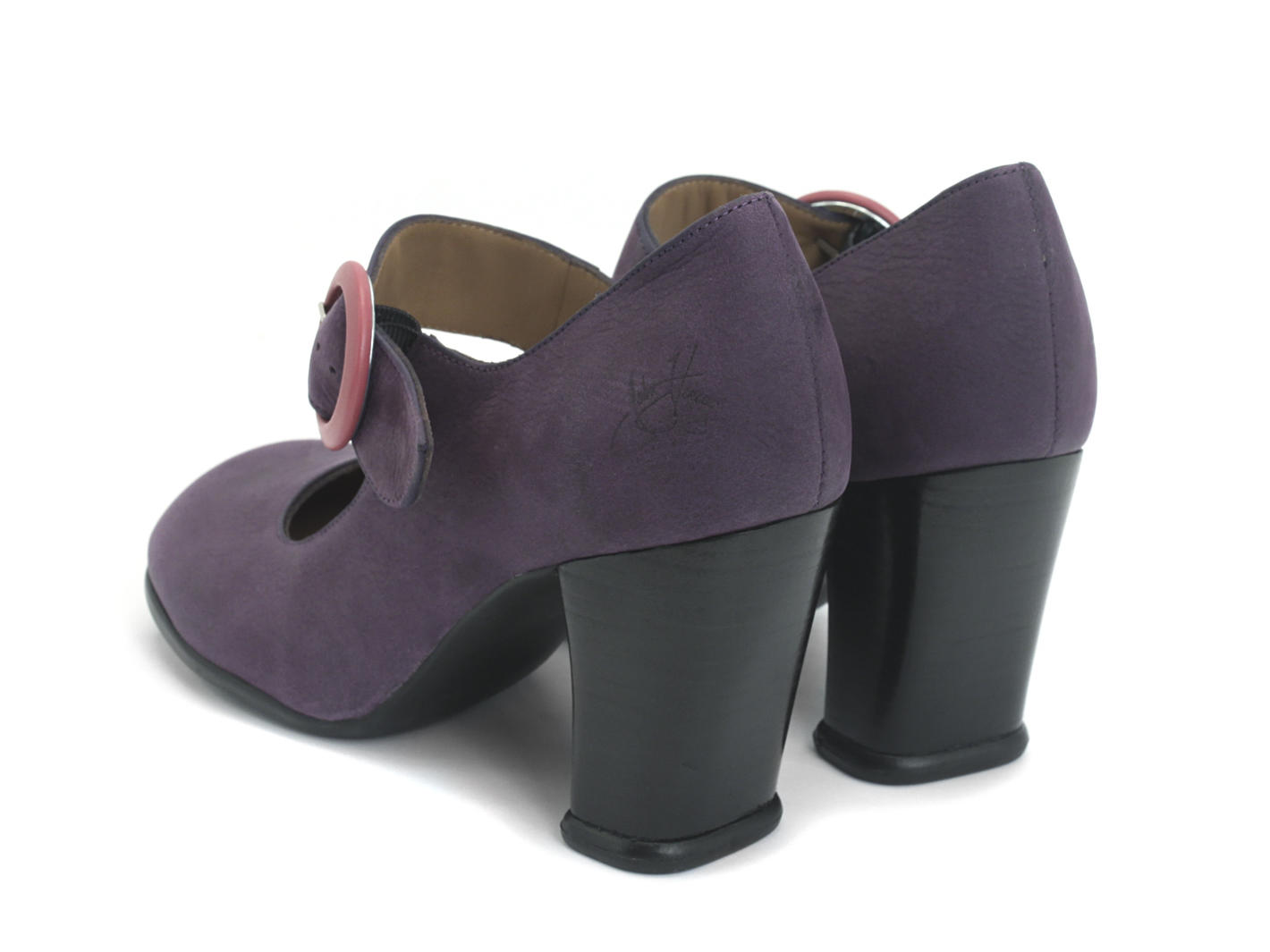 Carey Purple Pebbled Leather Mary Jane Heel: Back