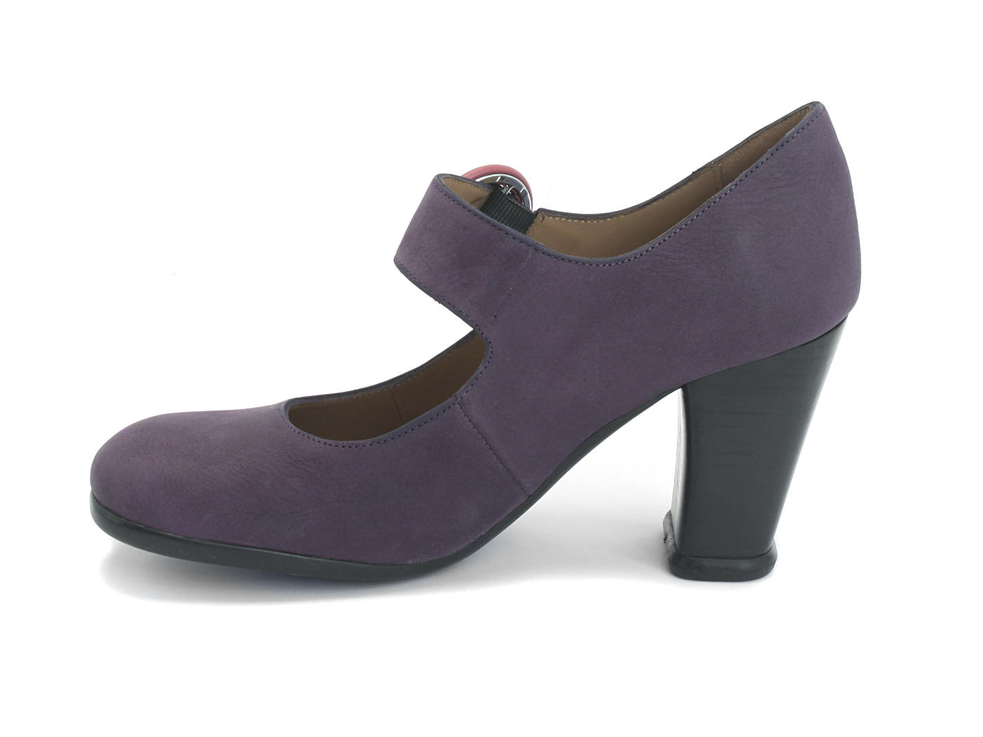 Carey Purple Pebbled Leather Mary Jane Heel: Profile inside