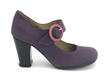 Carey Purple Pebbled Leather Mary Jane Heel: Profile outside