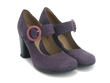Carey Purple Pebbled Leather Mary Jane Heel: Quarter view