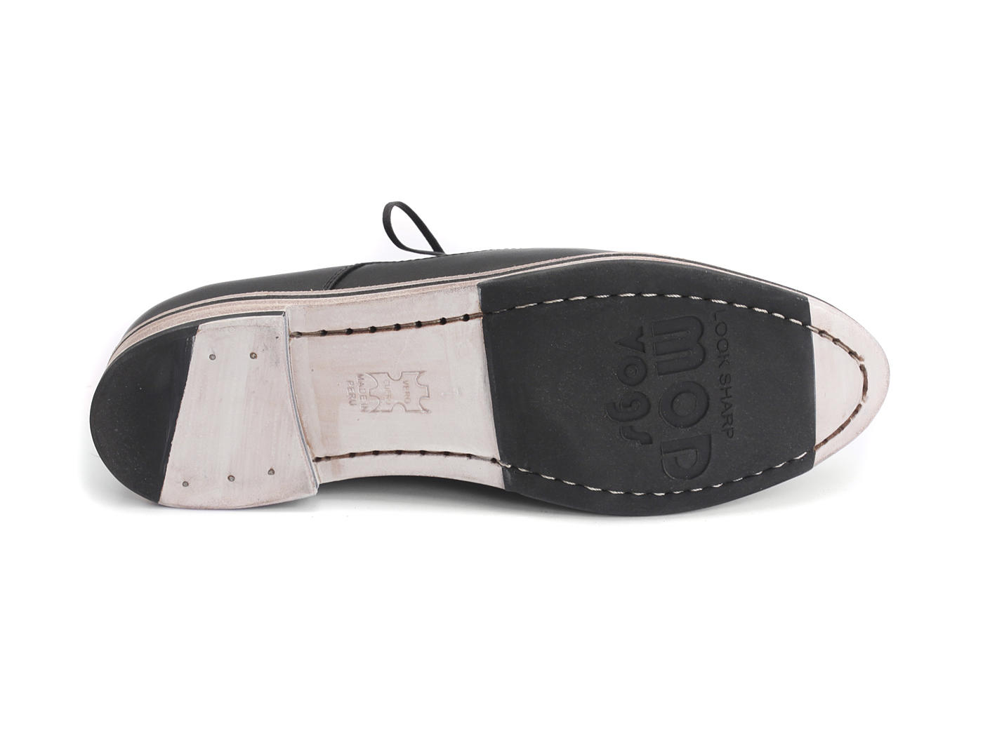 Carla Noir & crème Lace-Up Leather Derby: Sole