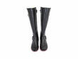 Carol Black Tall Zip-Up Boots with Buckles: Front