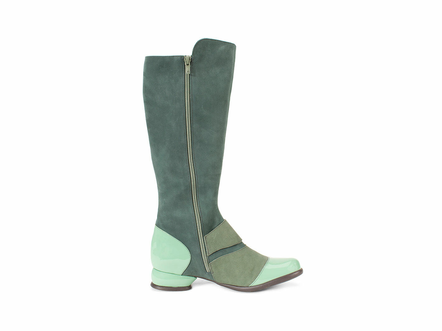 Carol Green Tall Zip-Up Boots with Buckles: Profile inside