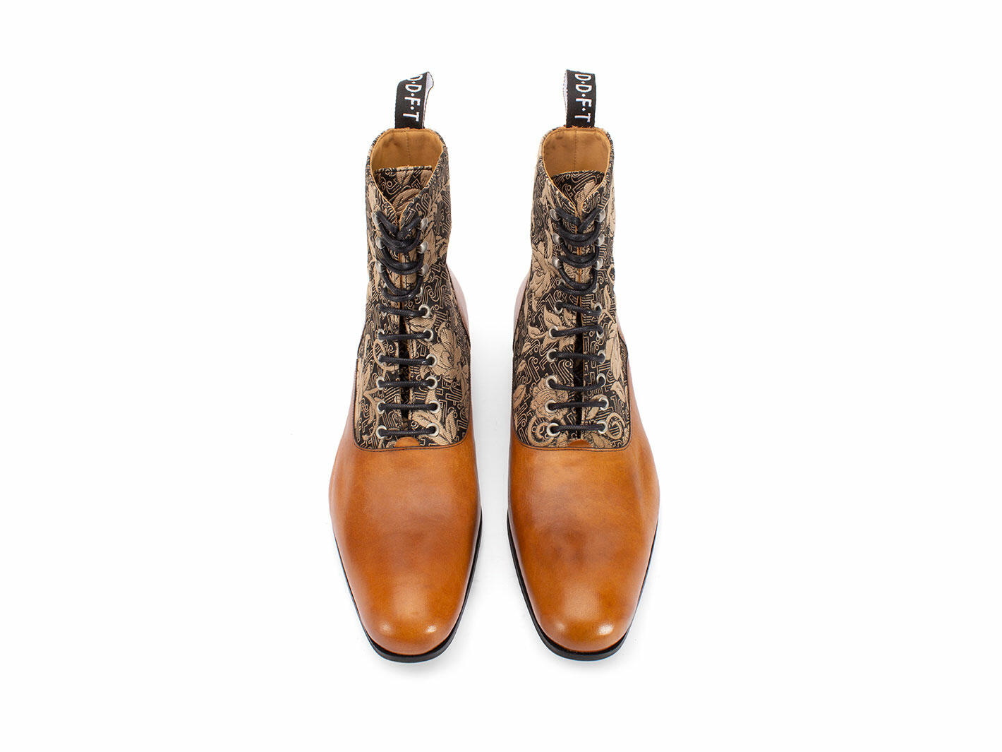 Castellano Baroque Floral/Brown Botte lacée classique: Front