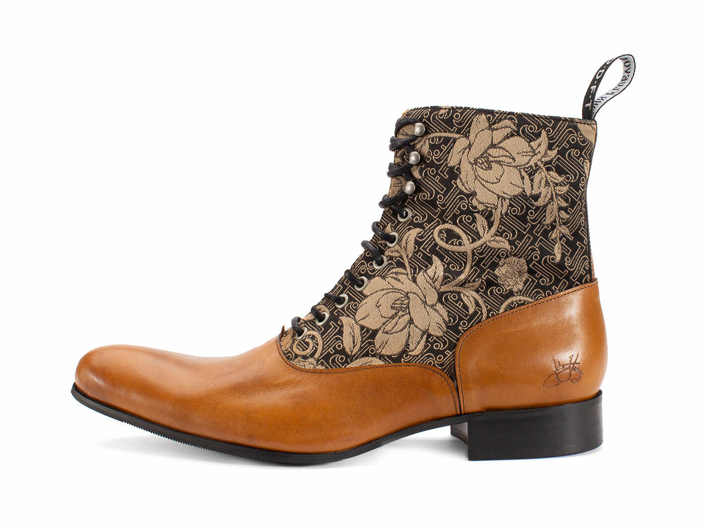 Castellano Baroque Floral/Brown Botte lacée classique: Profile outside