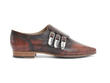 Catherine Red Flat Triple Monk Strap Shoe: Profile outside