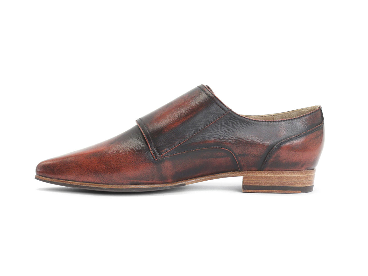 Catherine Rouge Flat Triple Monk Strap Shoe: Profile inside