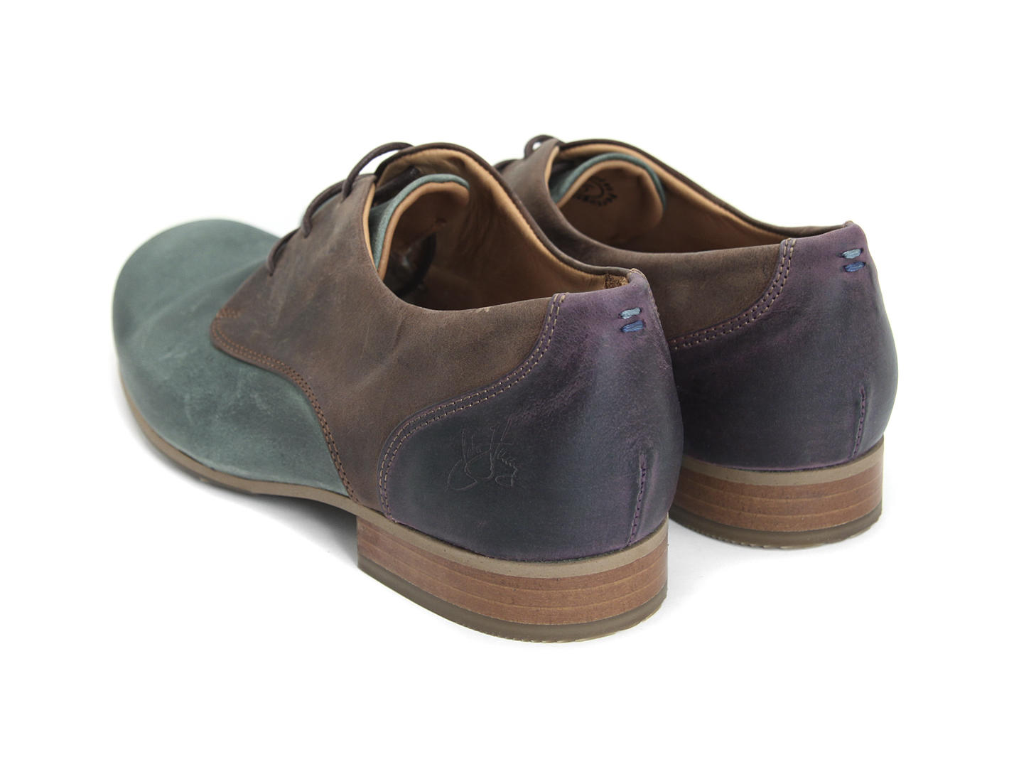 CBC: Hommes Vert, brun & violet Classic Derby Shoes: Back