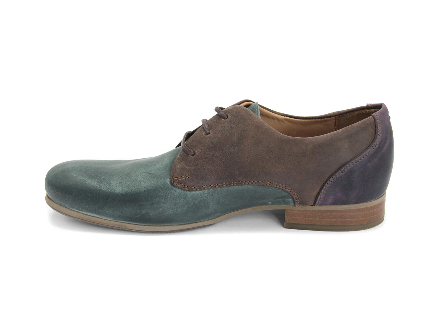 CBC: Hommes Vert, brun & violet Classic Derby Shoes: Profile inside