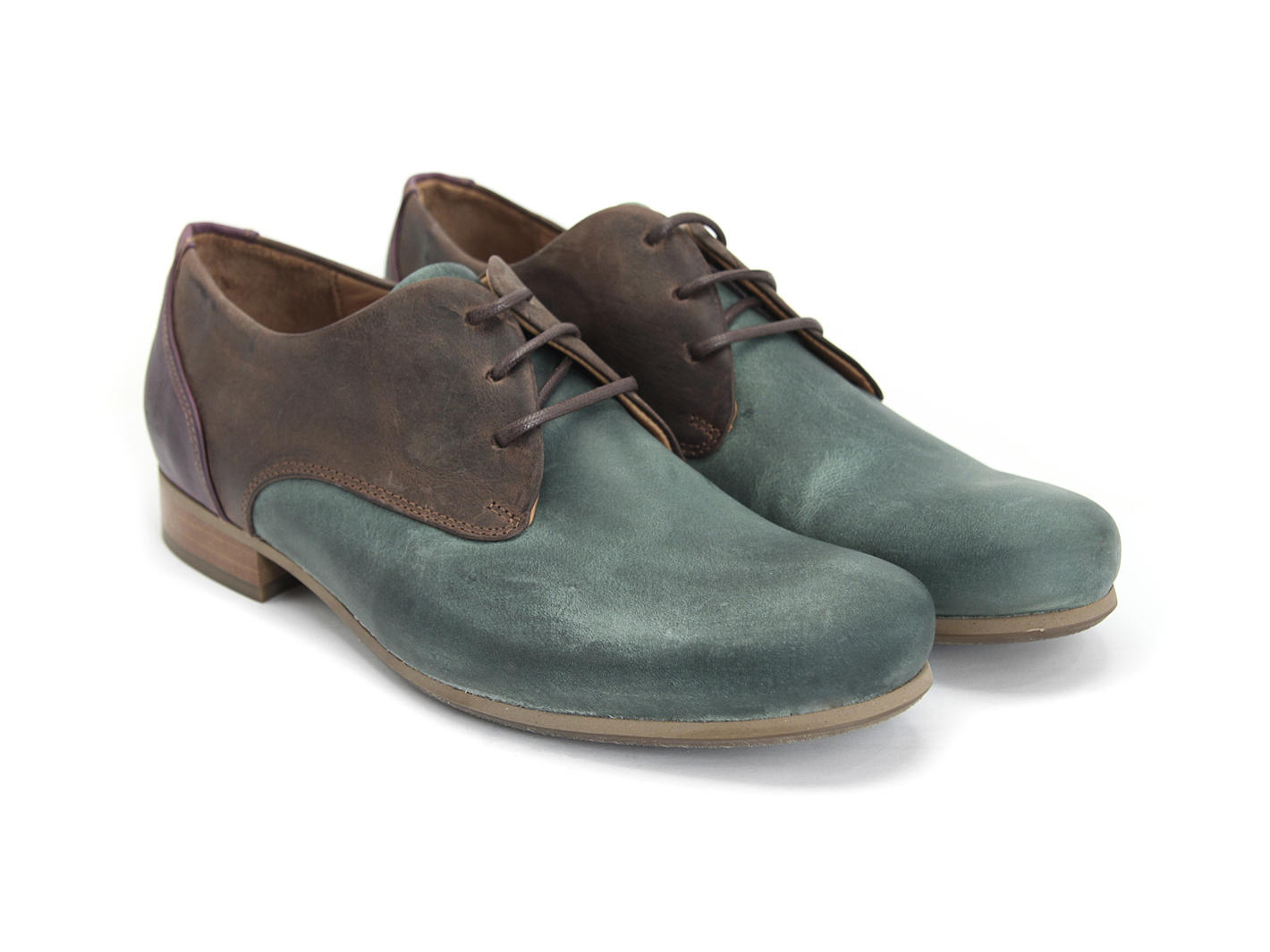 CBC: Hommes Vert, brun & violet Classic Derby Shoes: Quarter view