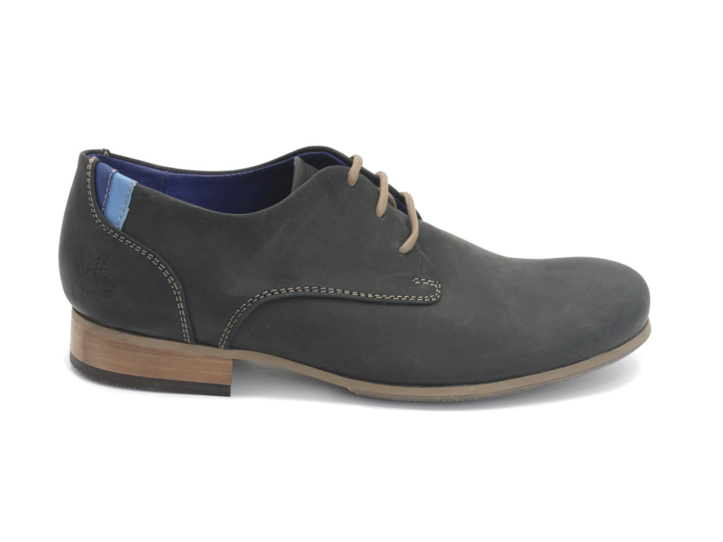 CBC: Men’s Black Leather Classic Derby Shoes: Profile outside