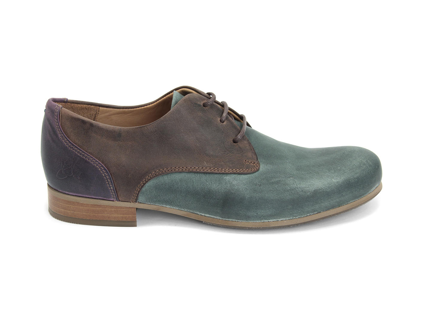 CBC: Men’s Green, Brown & Purple Classic Derby Shoes: Profile outside
