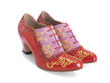 Champey Red Paisley Lace-up heel with embroidery: Quarter view