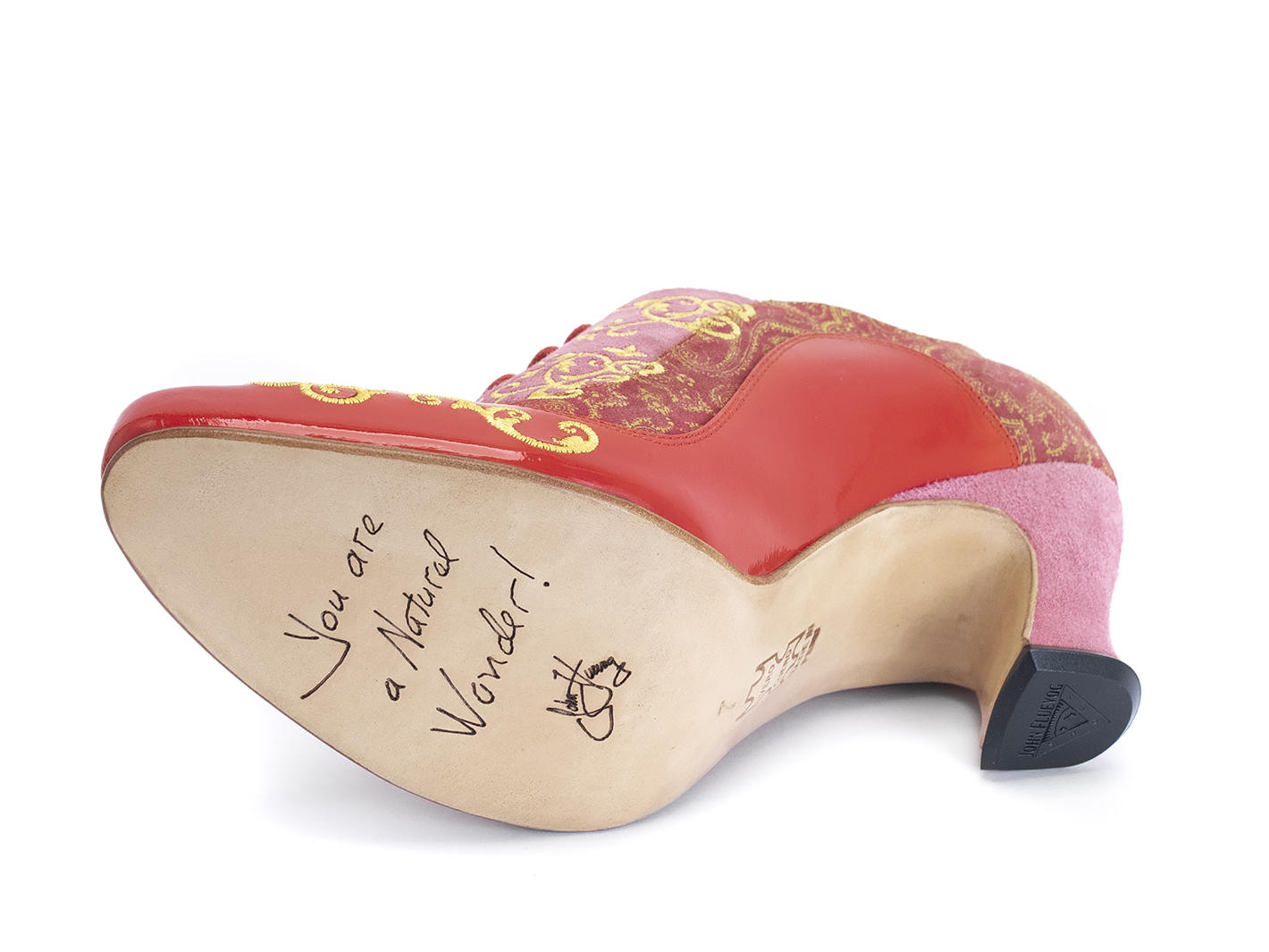 Champey Red Paisley Lace-up heel with embroidery: Sole