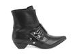 Cheryl Black Buckled boot with crocodile emboss: Profile outside