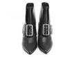 Cheryl Noir Buckled boot with crocodile emboss: Front