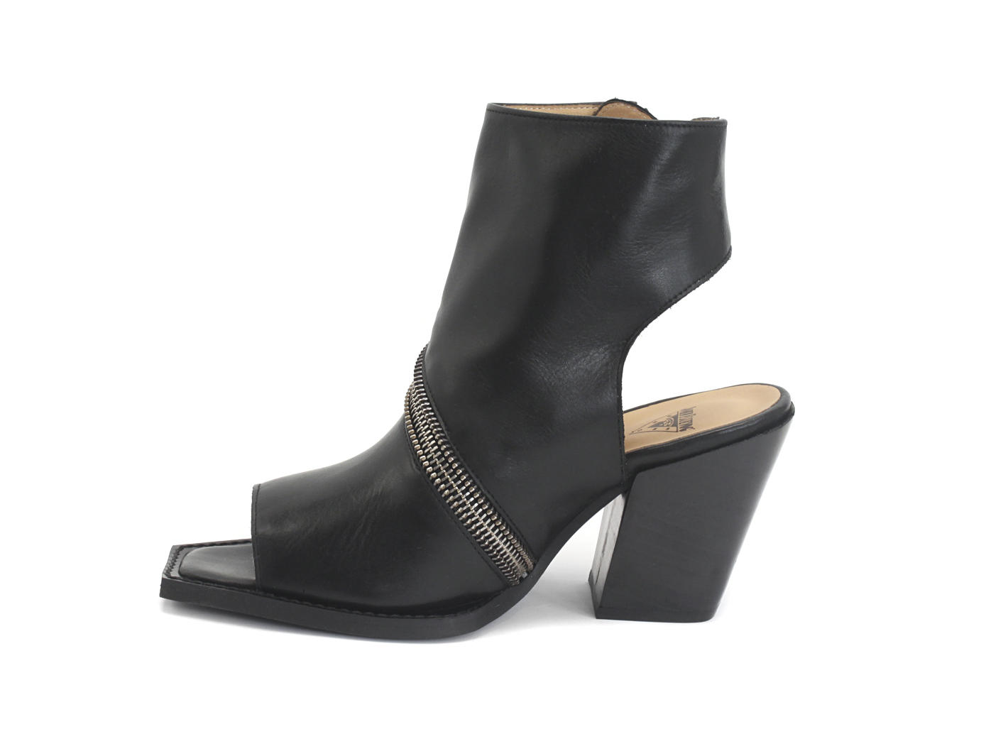 City Spiral Noir Open Toe Zip-Up Bootie: Profile inside