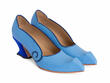Clara Blue Leather Swirl Pumps: Quarter view
