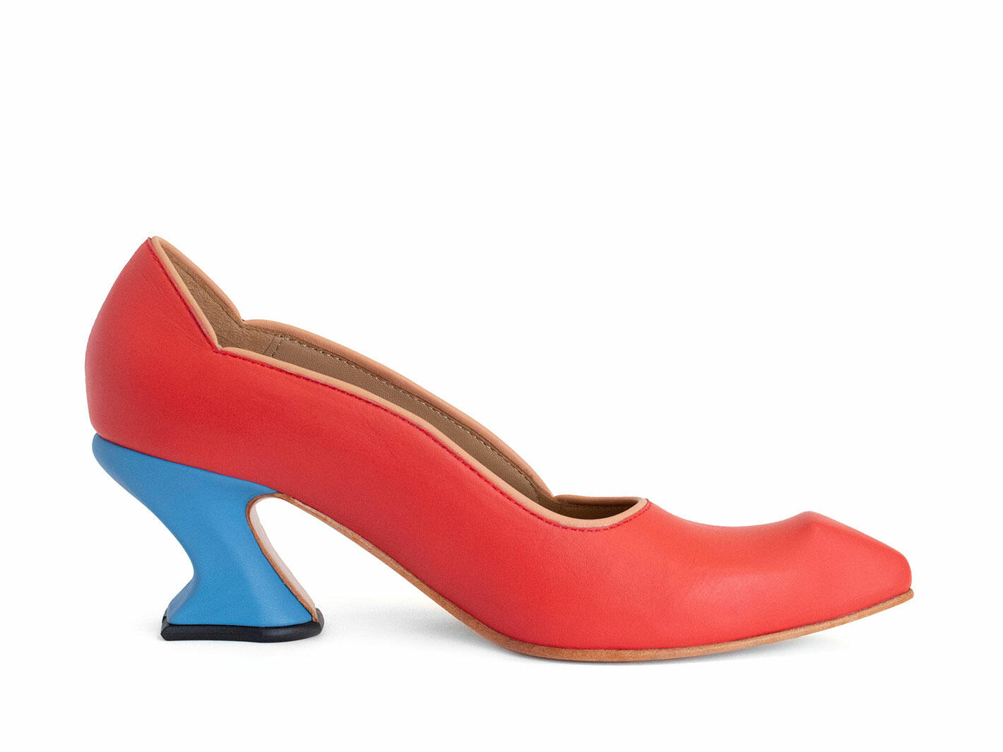Clara Red Leather Swirl Pumps: Profile inside