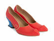 Clara Red Leather Swirl Pumps: Quarter view