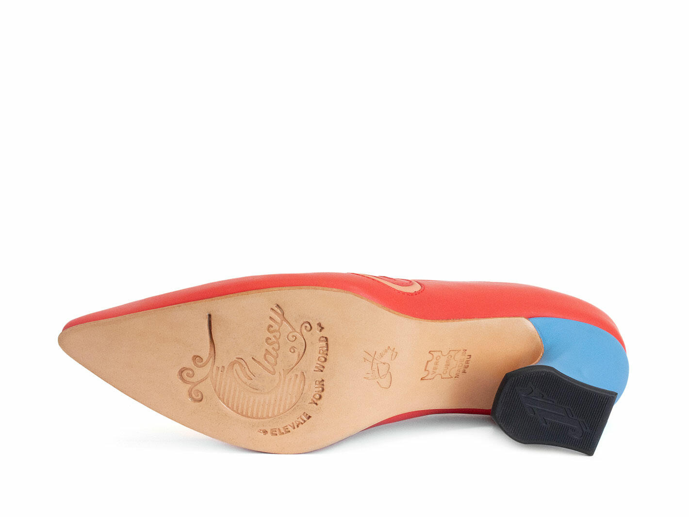 Clara Rouge Escarpin en cuir avec arabesque: Sole