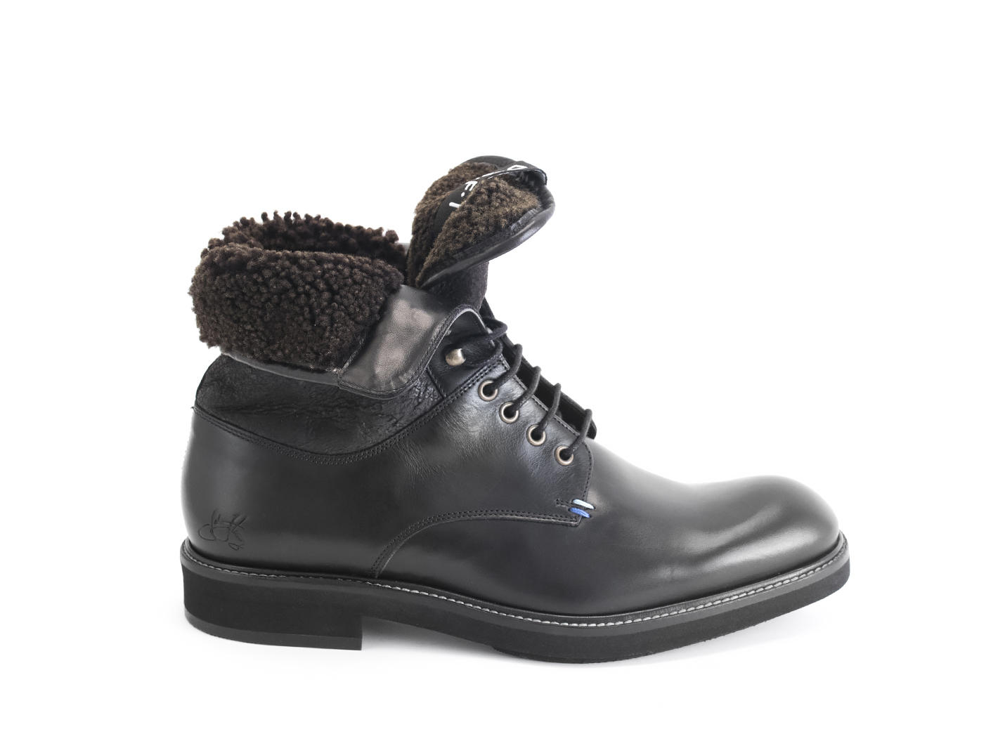 Clay Black Lace-up boot with shearling: Profile inside