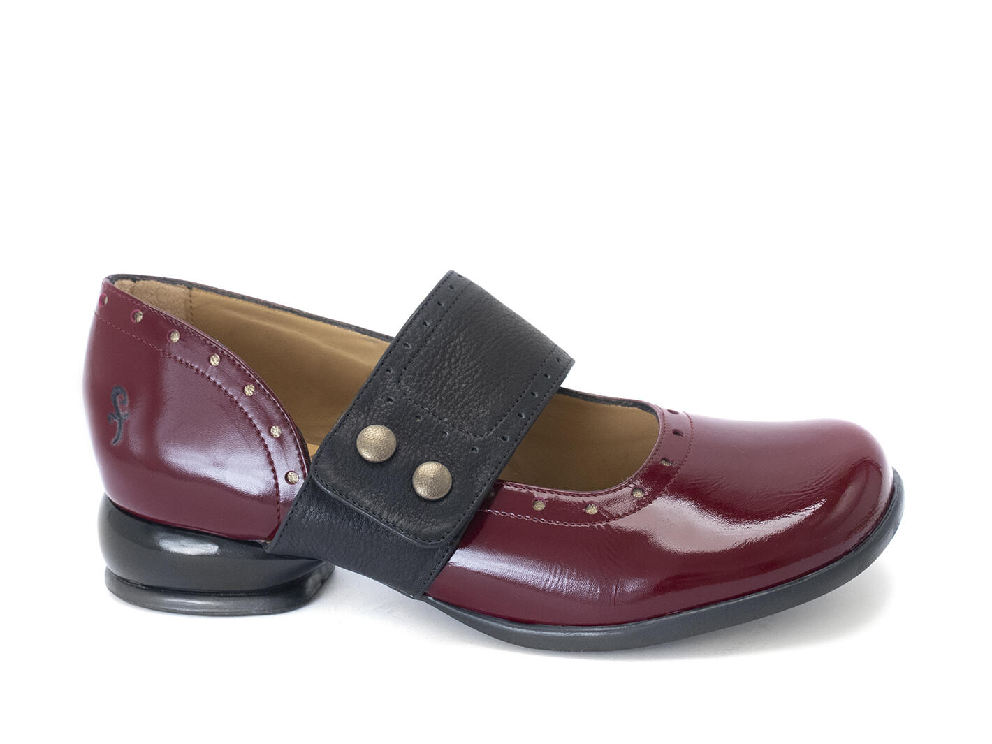 Cleo Red Buttoned mary jane flat