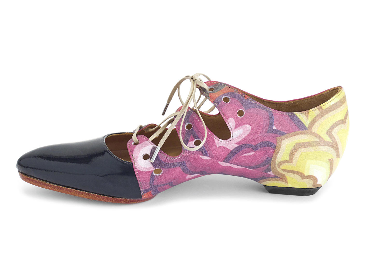 Coal Floral Chaussure à lacets deux tons: Profile inside