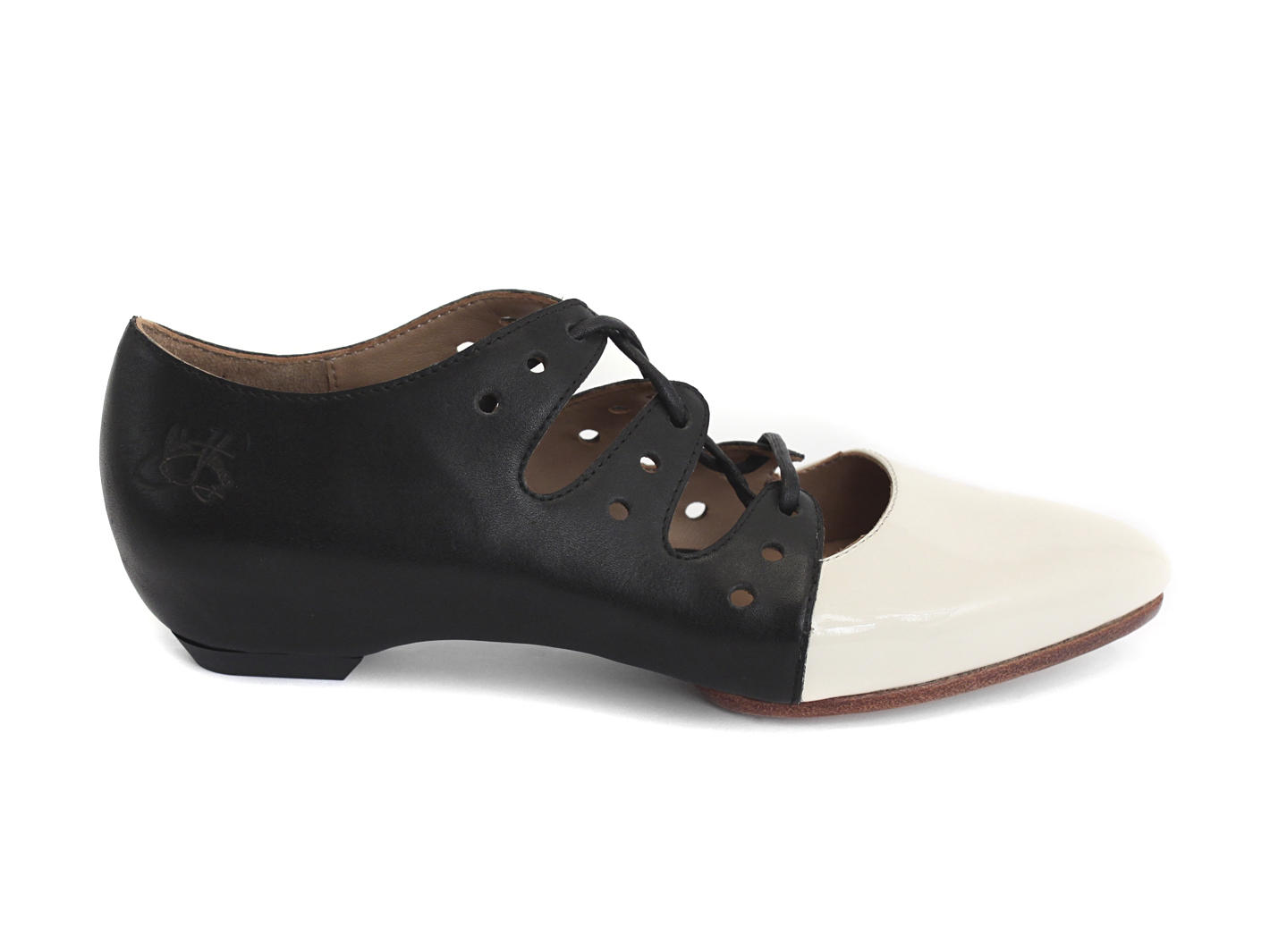 Coal Noir & blanc Chaussure à lacets deux tons: Profile inside