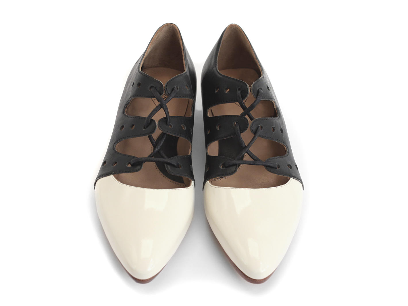 Coal Noir & blanc Chaussure à lacets deux tons: Profile outside