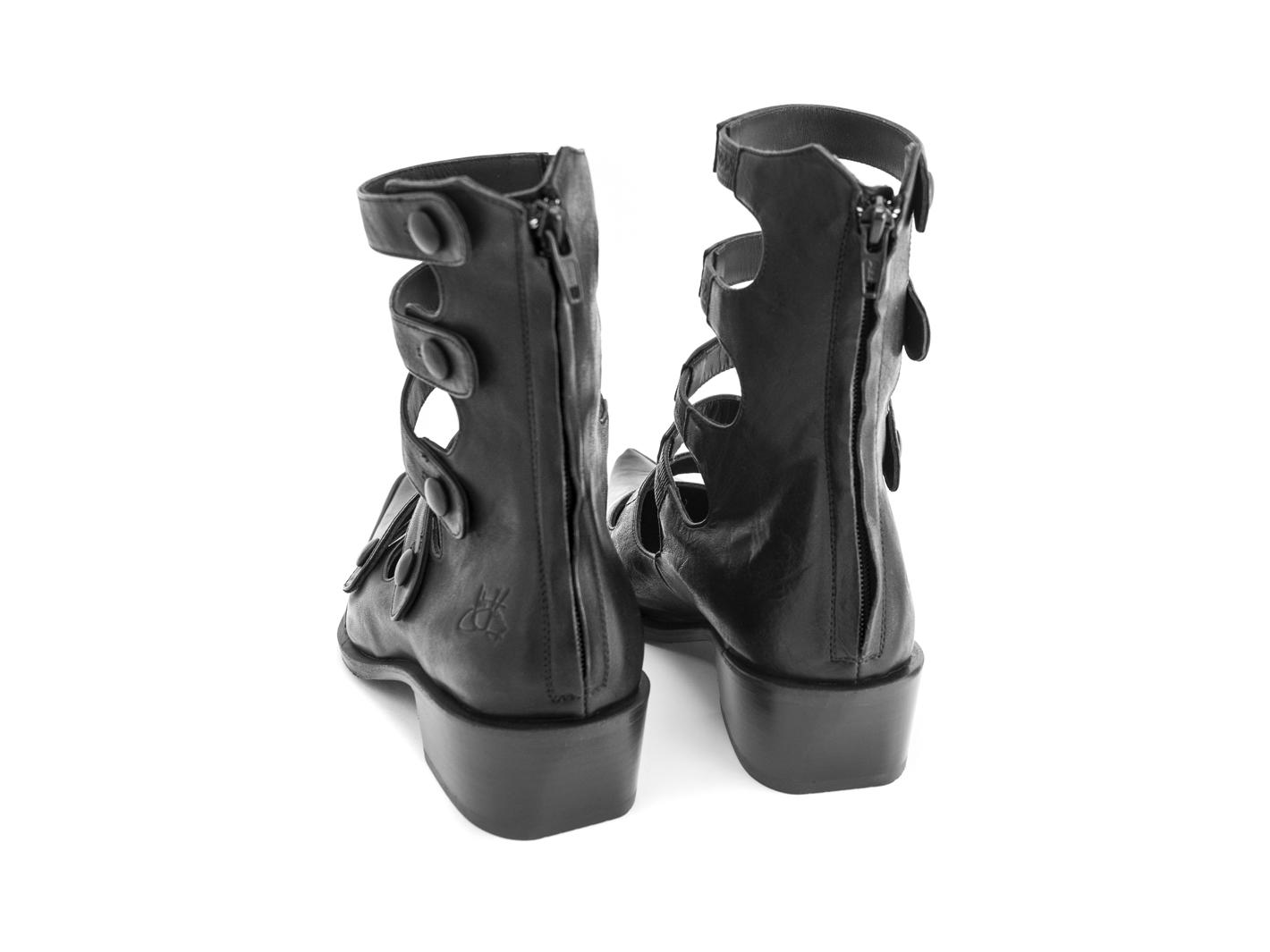 Complex Black Strappy ankle boot: Back