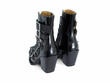 Conceptual Cookie Black Zip-Up Ankle Boots with Buckles: Back