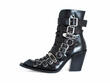 Conceptual Cookie Black Zip-Up Ankle Boots with Buckles: Profile outside