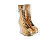 Corset Boot Gold Lace-Up Corset Boots: Quarter view