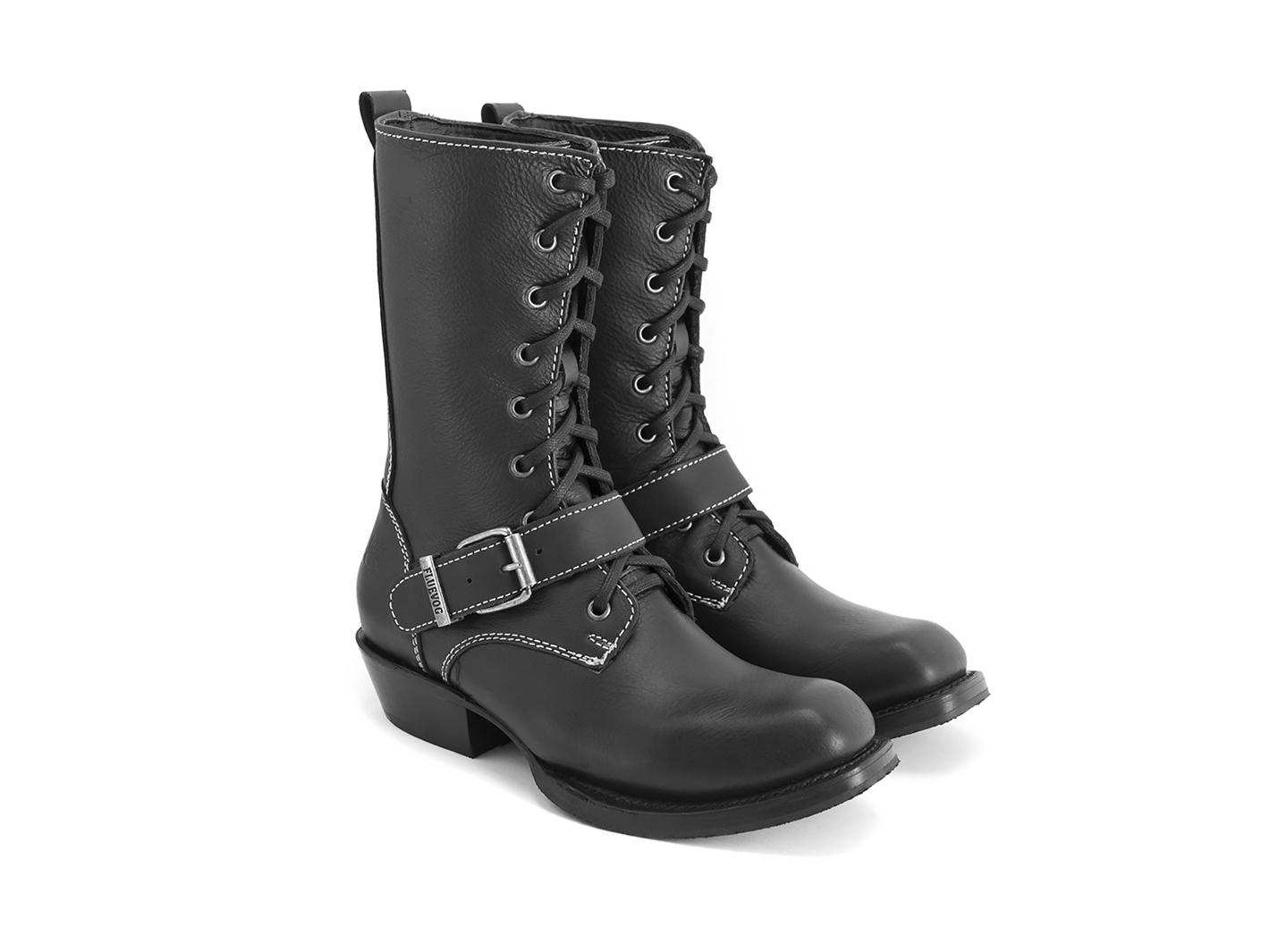 Coventry: Men’s Black Lace-up boot with strap: Quarter view
