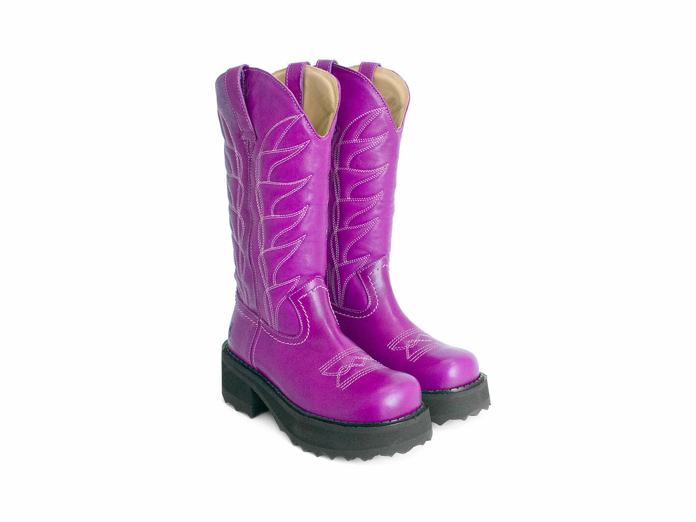 Cowboy High Purple Botte western à plateforme: Quarter view