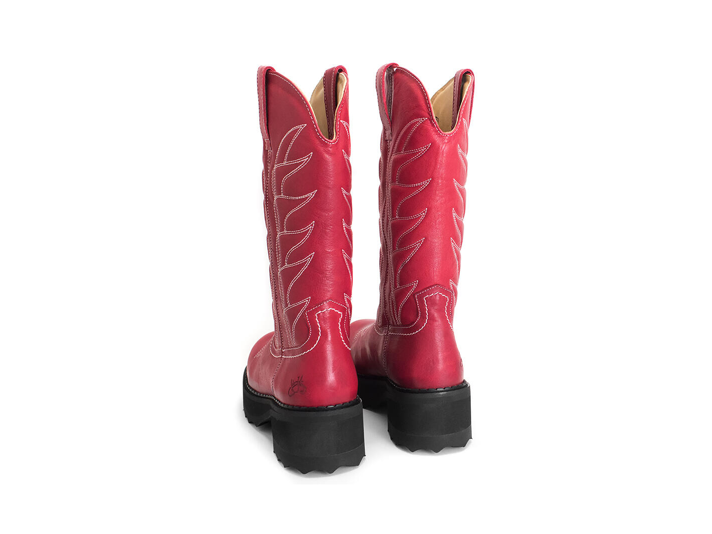 Cowboy High Rouge Botte western à plateforme: Back