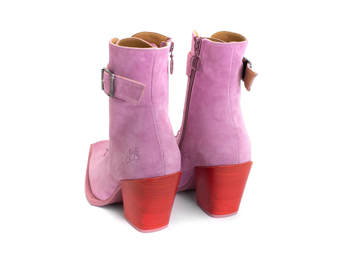 Cubist Cupcake Pink/Orange Lace-Up Ankle Boots with a Buckle: Back