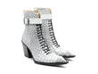 Cubist Cupcake White Croc Lace-Up Ankle Boots with a Buckle: Quarter view