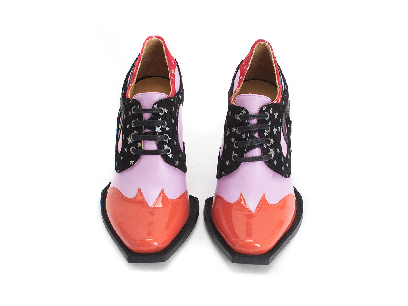 Dali Pink/Orange Contrast Lace-Up Shoes: Front