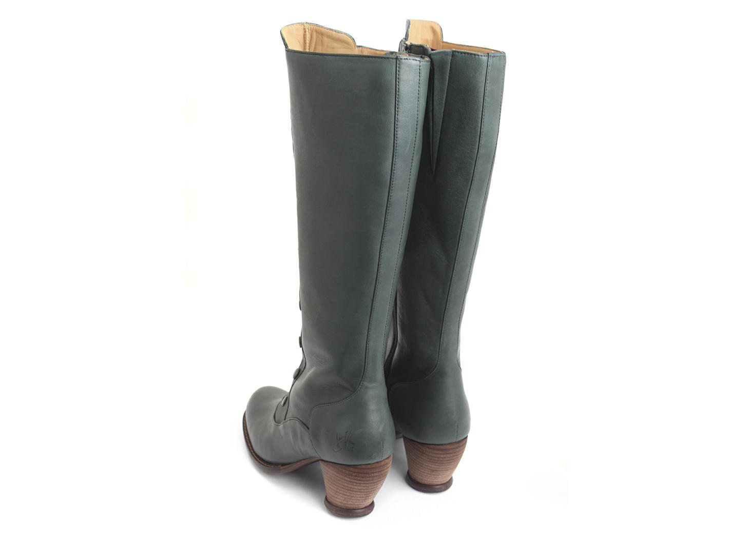 Dallas Green Tall Boot with Studded Shaft: Back