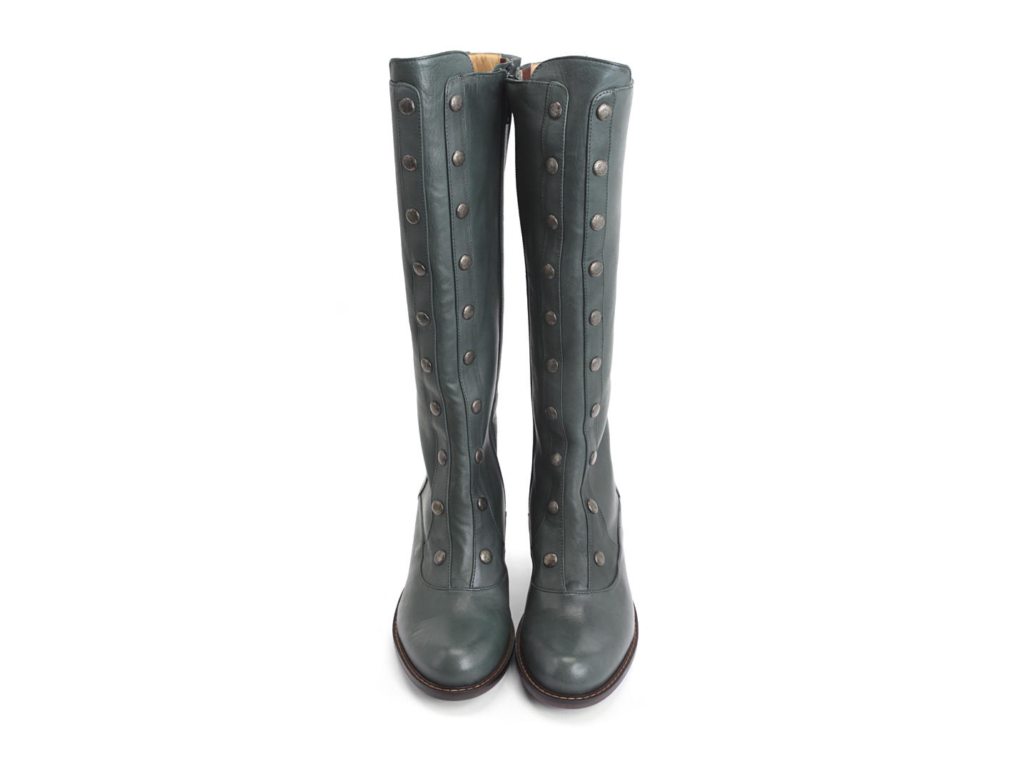 Dallas Green Tall Boot with Studded Shaft: Front