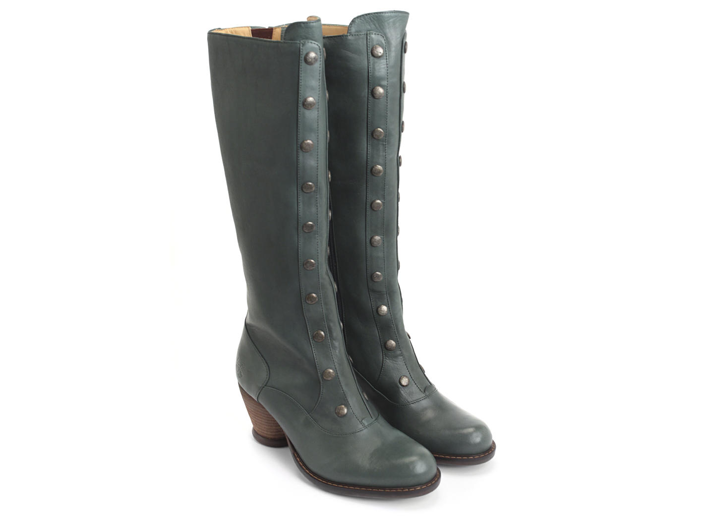 Dallas Green Tall Boot with Studded Shaft: Quarter view