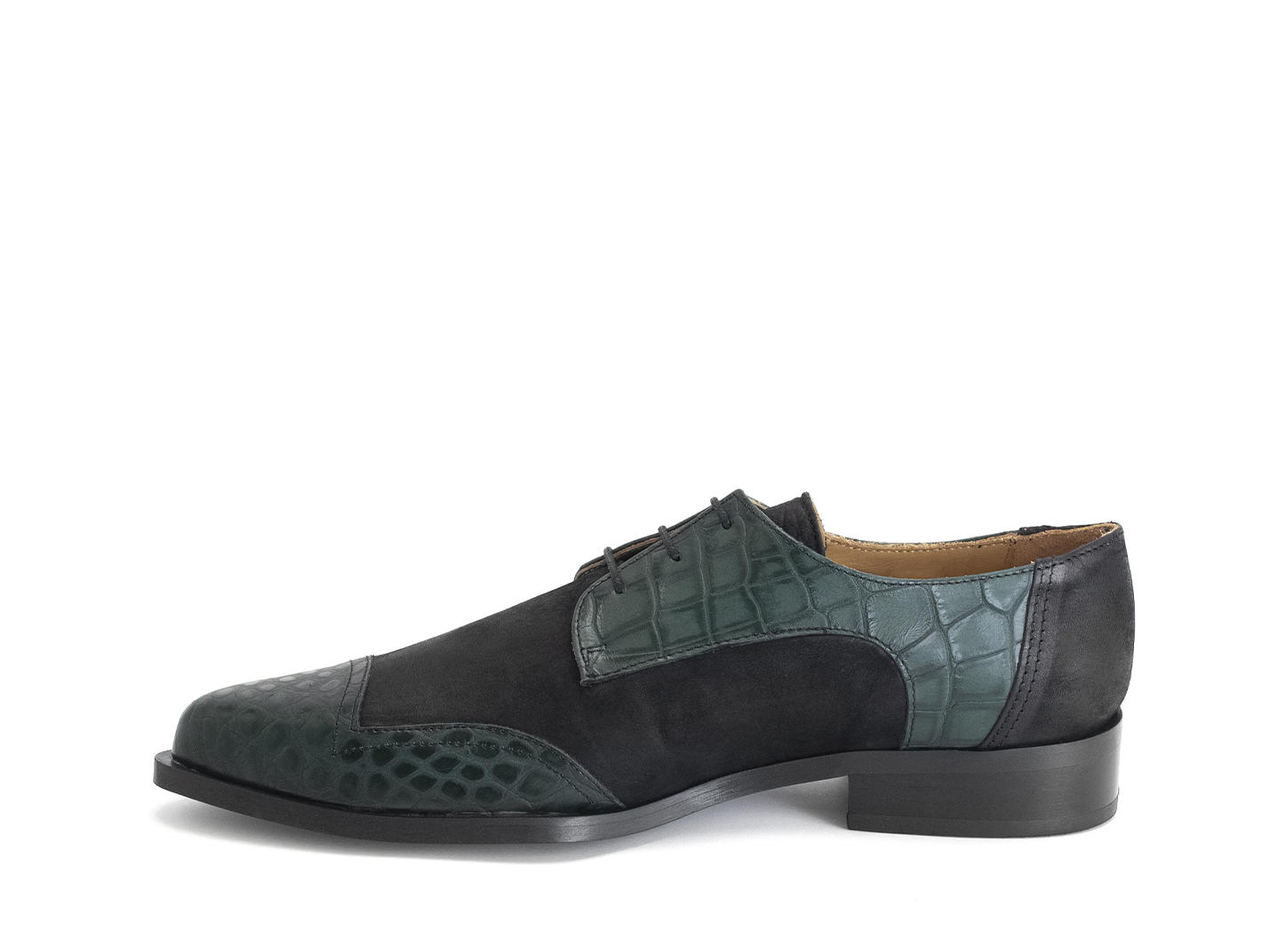 Dandolos Green Ornate Derby Shoes: Profile inside