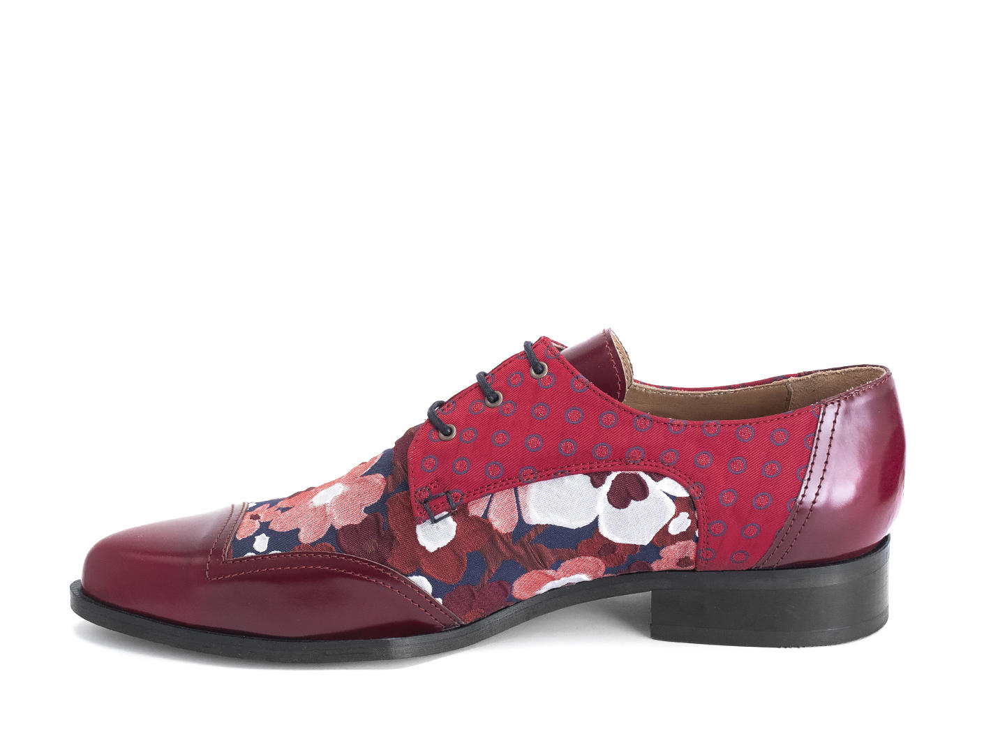 Dandolos Red/Dots Ornate Derby Shoes: Profile inside
