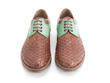 Danice Brown/Green Woven leather derby: Front