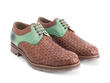 Danice Brown/Green Woven leather derby: Quarter view