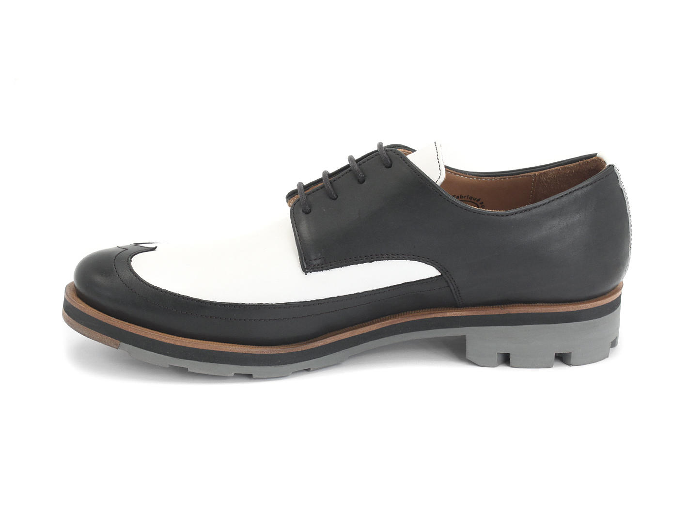 Daniel Black & White Wingtip Oxford Shoe: Profile inside