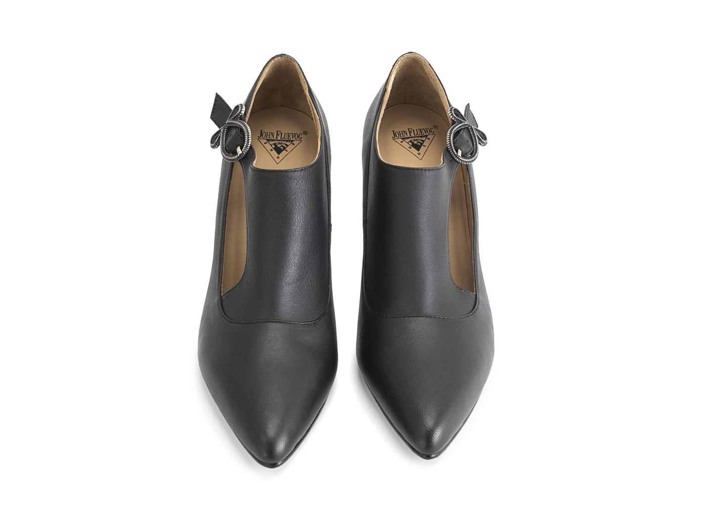 Darla Noir Talon enrobé de cuir avec boucle: Front